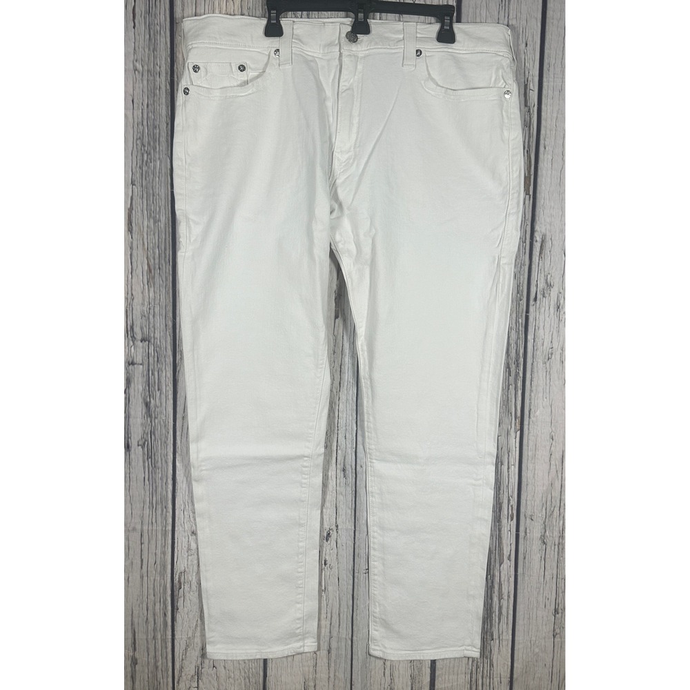 NWT True Religion Rocco Relaxed Skinny Jeans Mens 40x32‎ Optic White No Flap Y2K